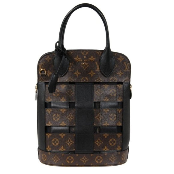 Louis Vuitton LV Monogram Tressage MM Tote Bag Brown Black Mesh Coated Canvas - Picture 1 of 16